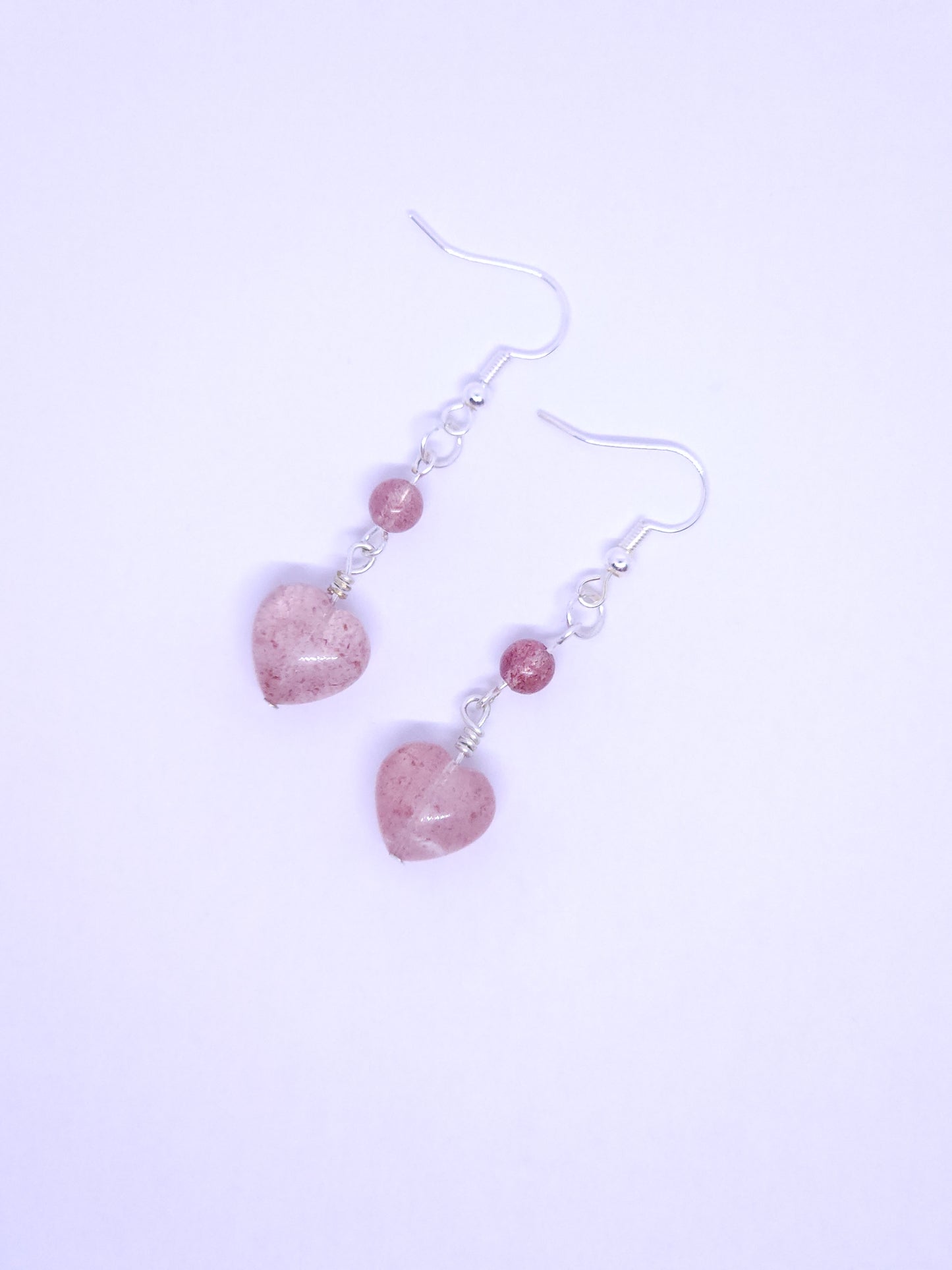 Strawberry Quartz Heart Earrings