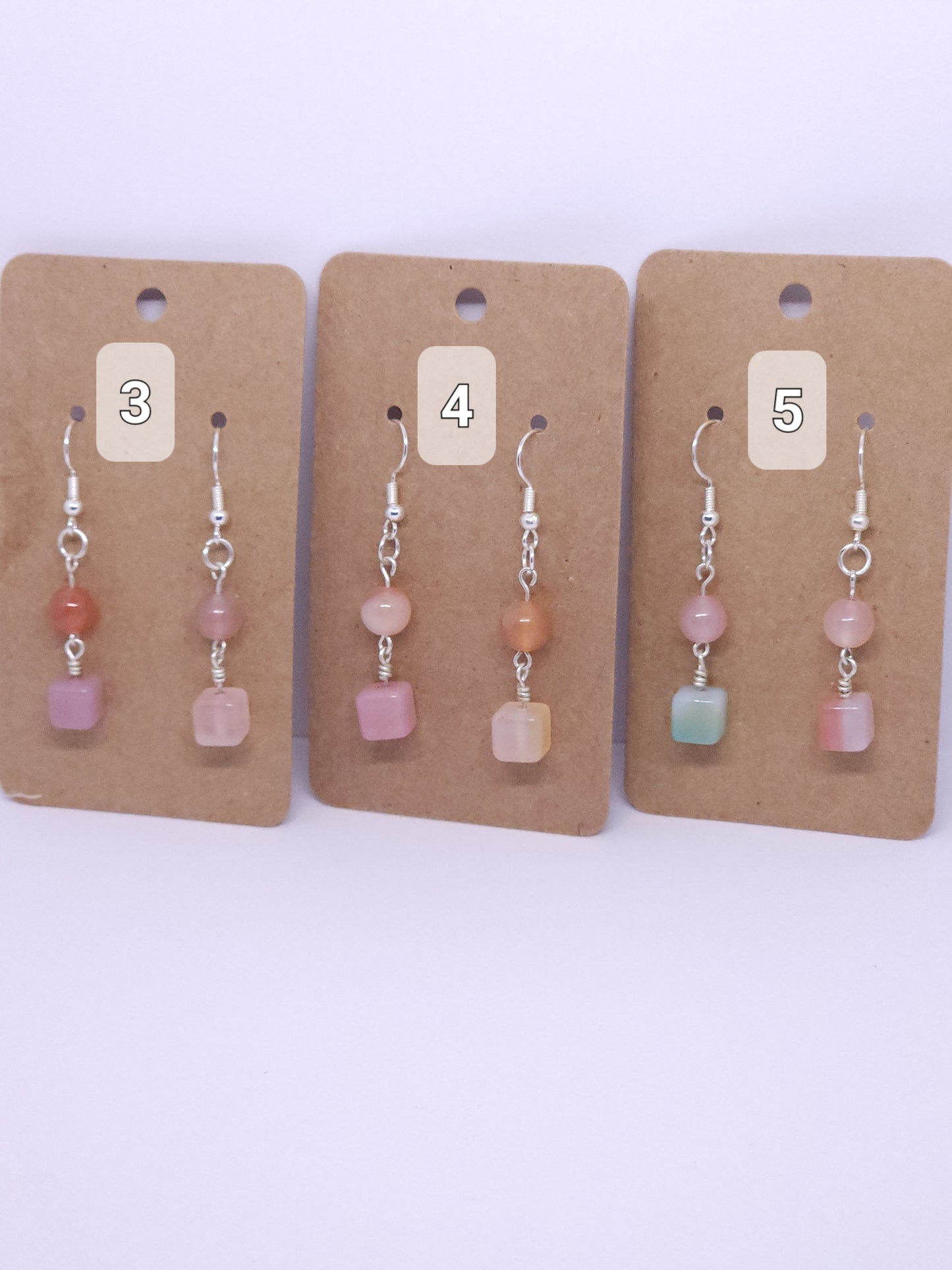 Crimson Agate Cube Earrings