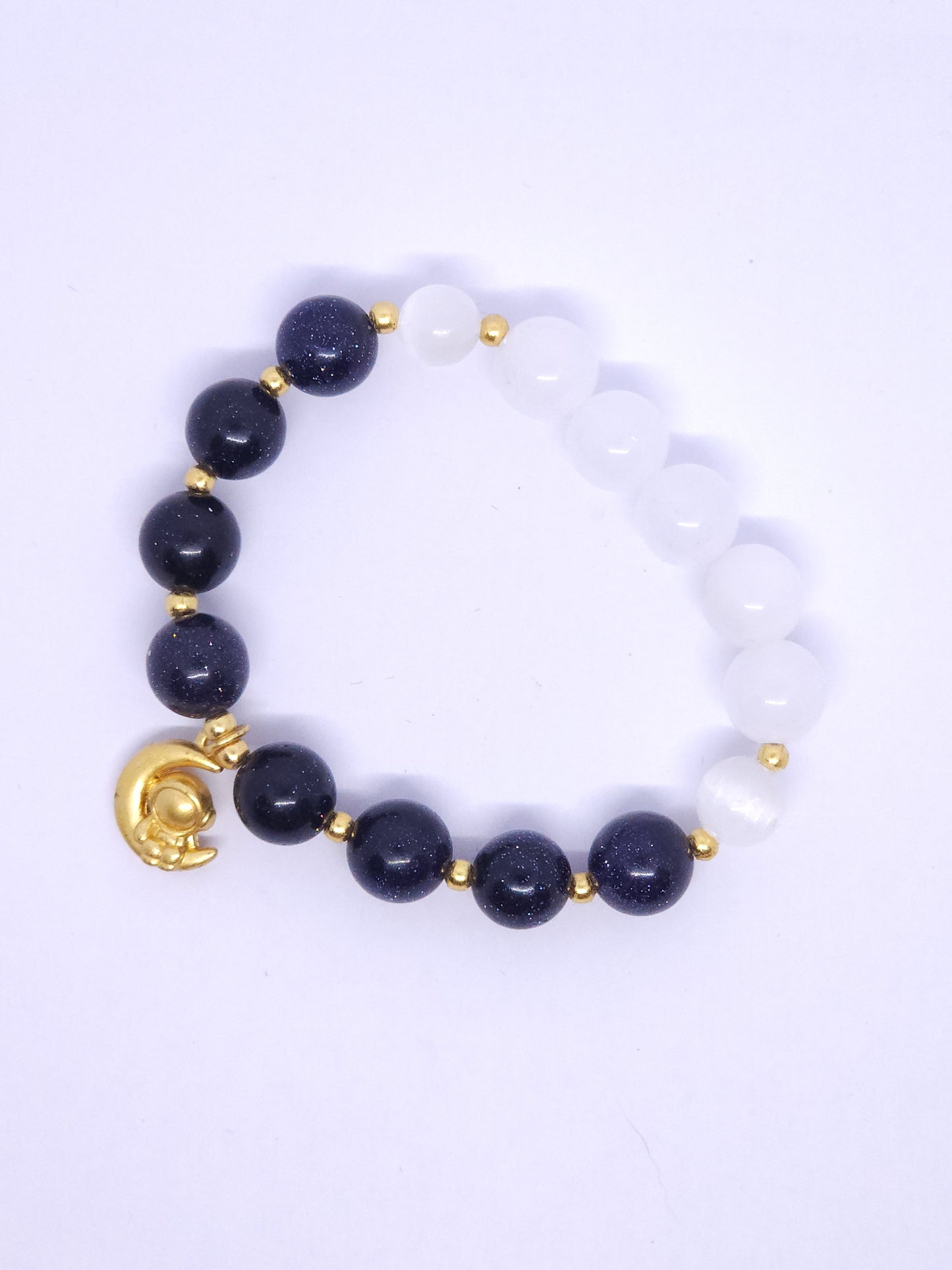 Astronaut - Blue Sandstone, Selenite & White Jade Single Bracelet