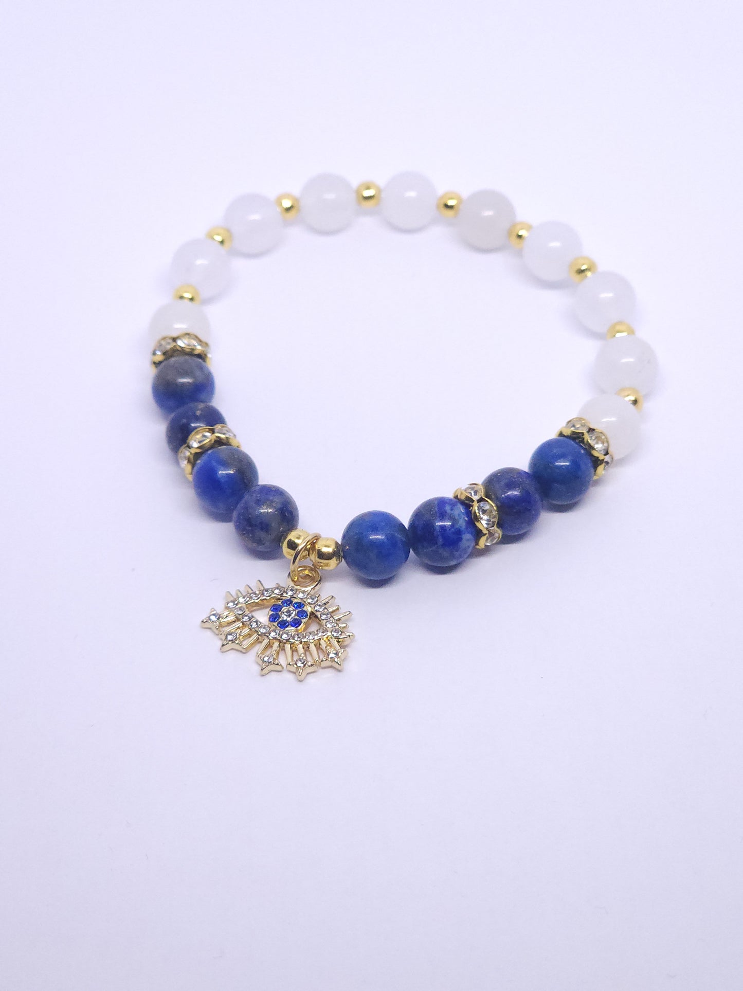 Evil Eye - Lapis Lazuli & White Jade Single Bracelet