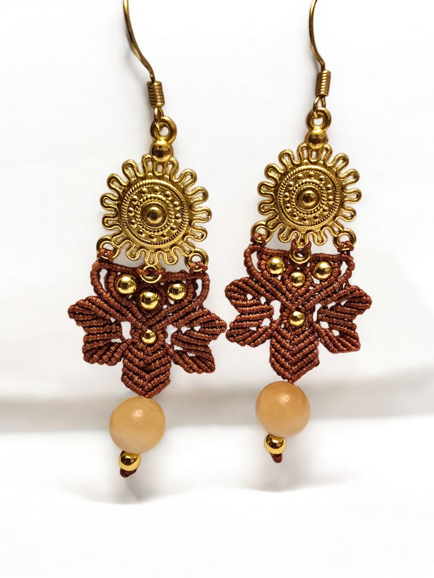 Macrame Earrings - Honey Calcite