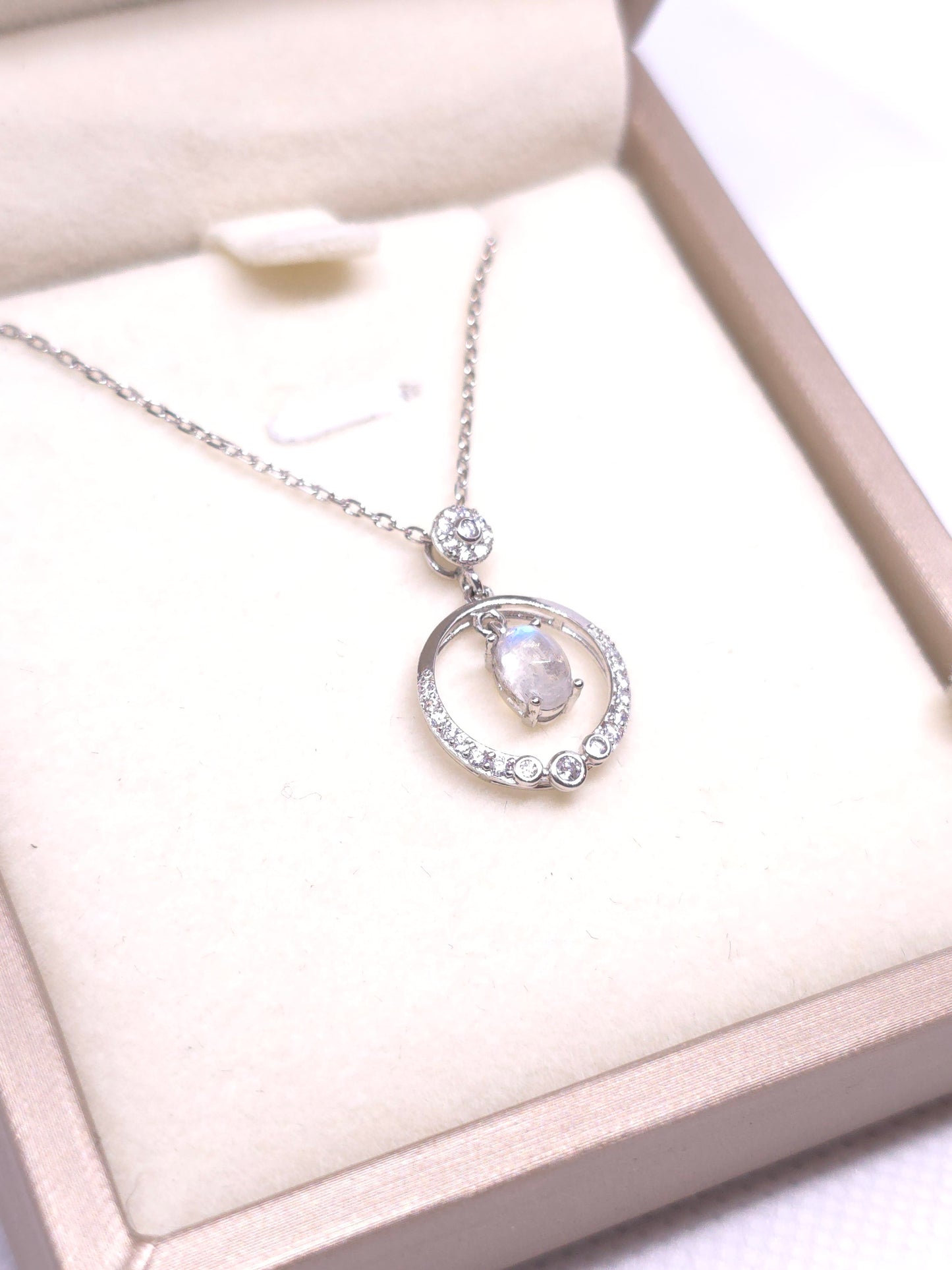 S925 - Moonstone Open Circle Necklace