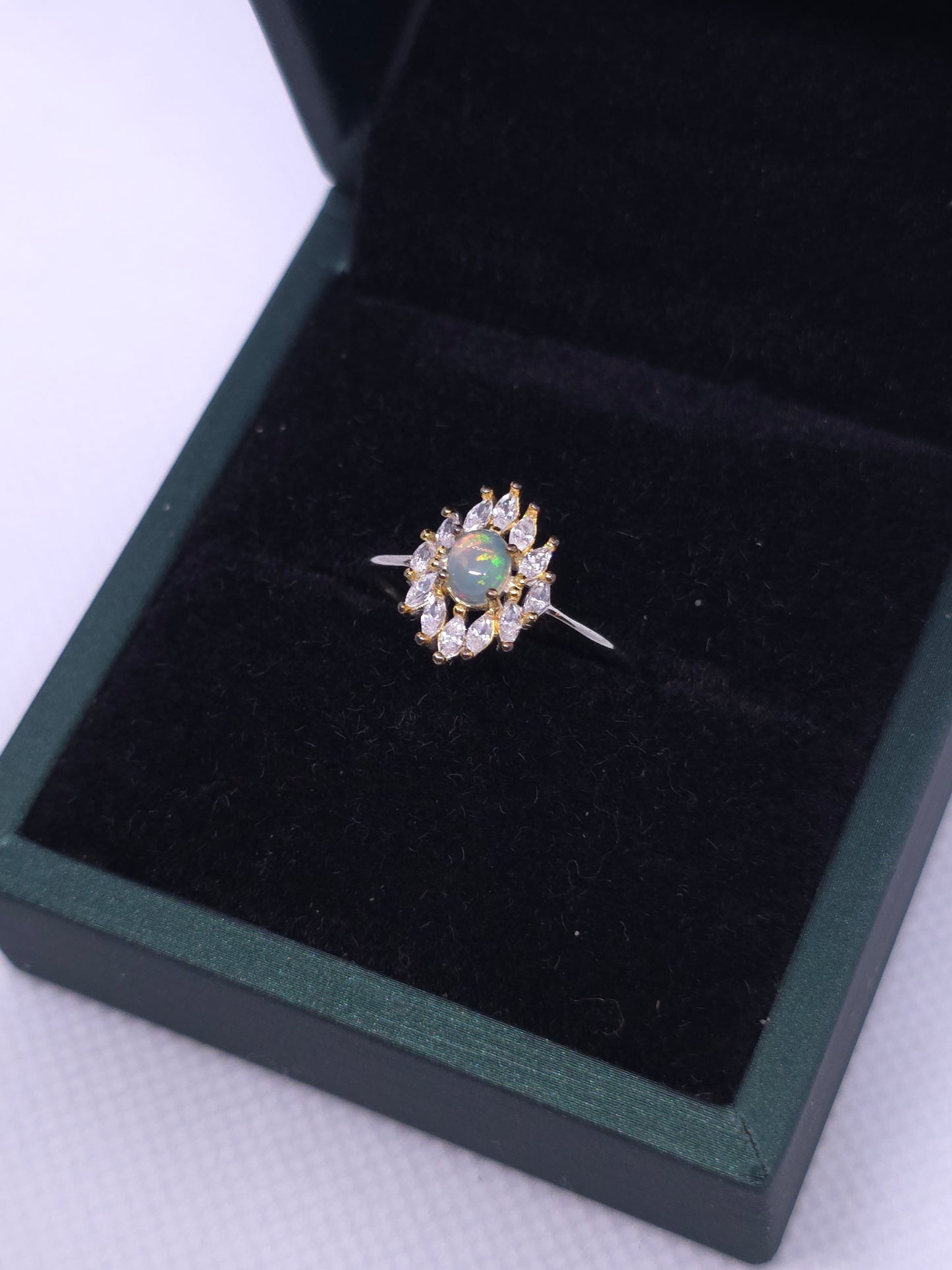 S925 - Opal Flower Halo Ring