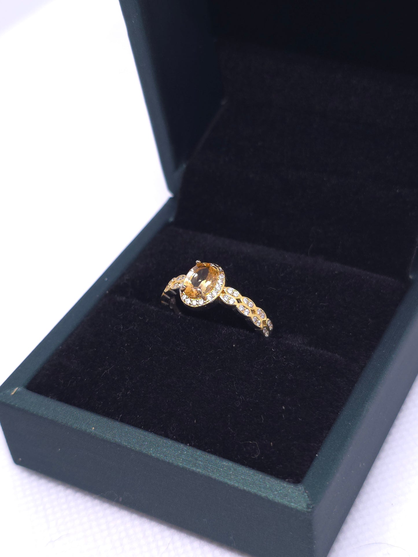 S925 - Citrine Halo Ring