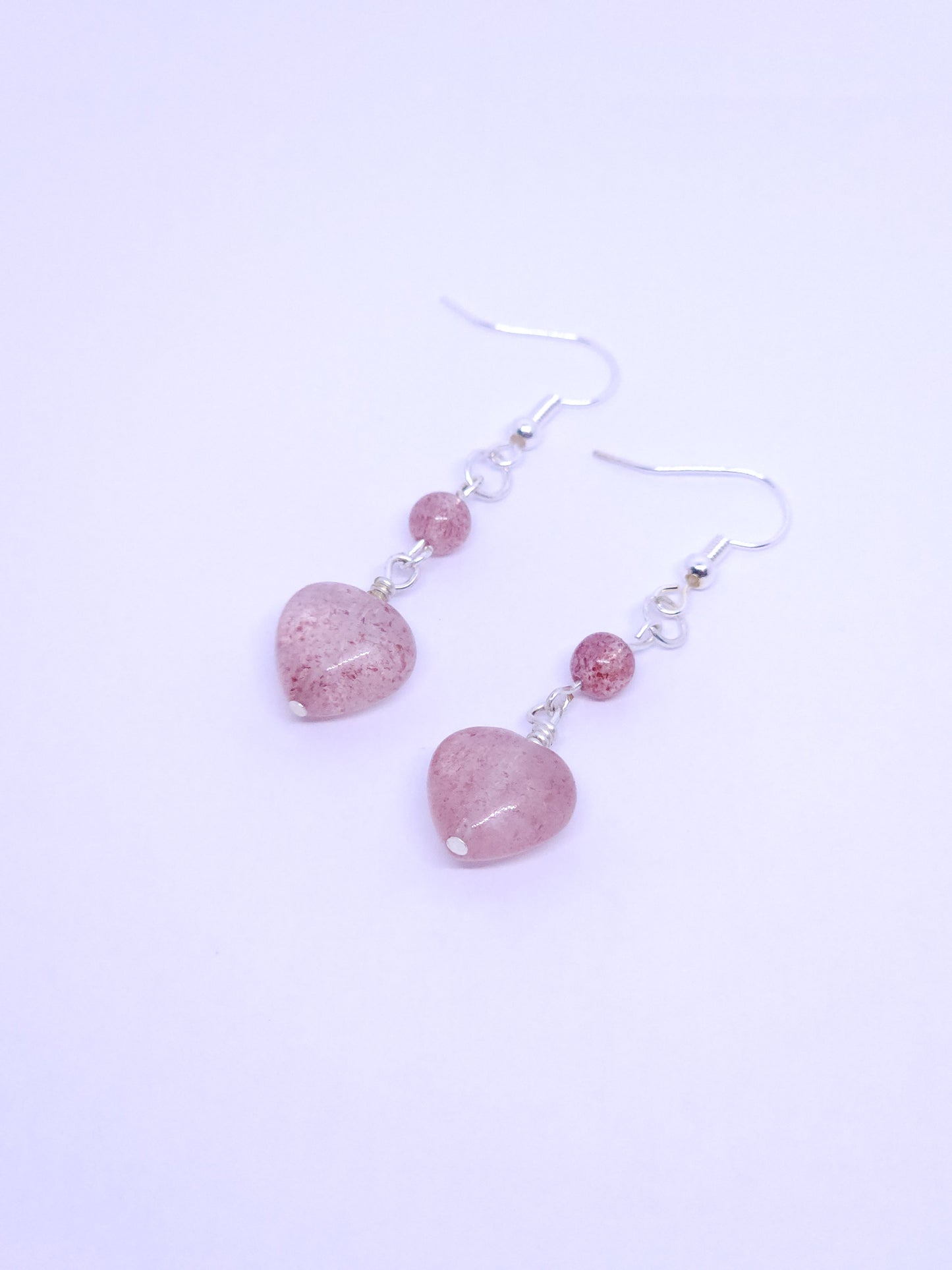Strawberry Quartz Heart Earrings