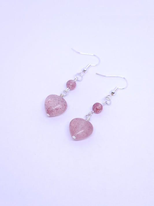 Strawberry Quartz Heart Earrings