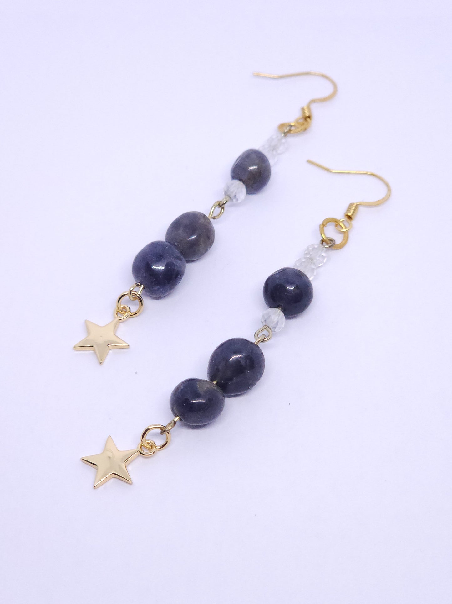 Iolite & Quartz Star Earrings