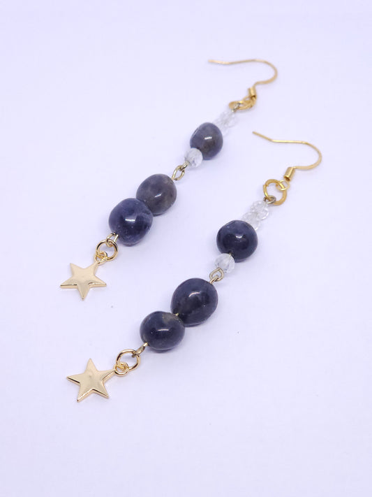Iolite & Quartz Star Earrings