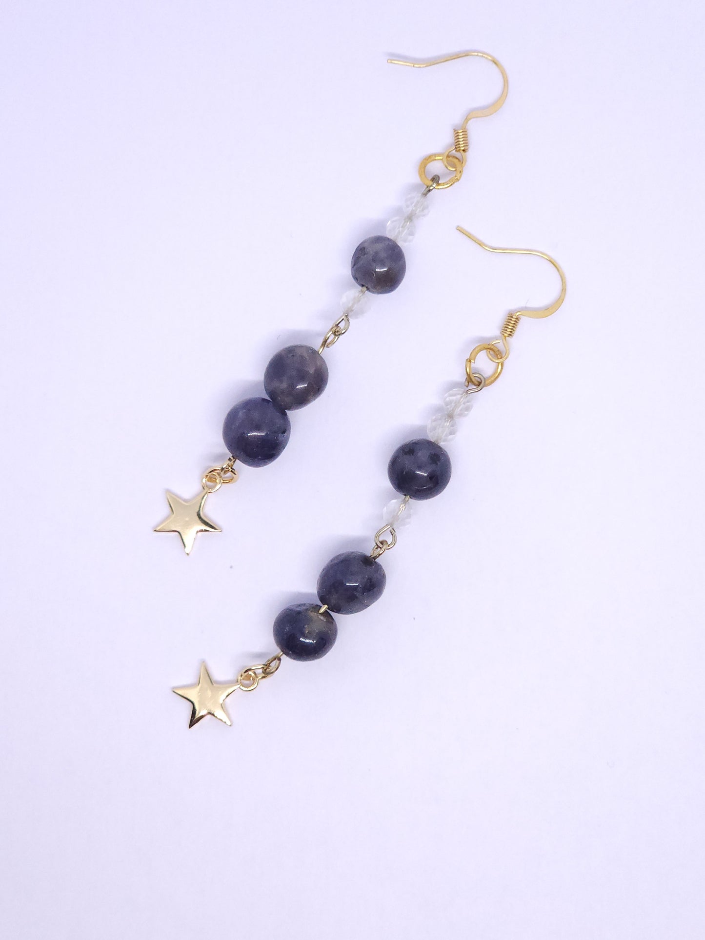Iolite & Quartz Star Earrings