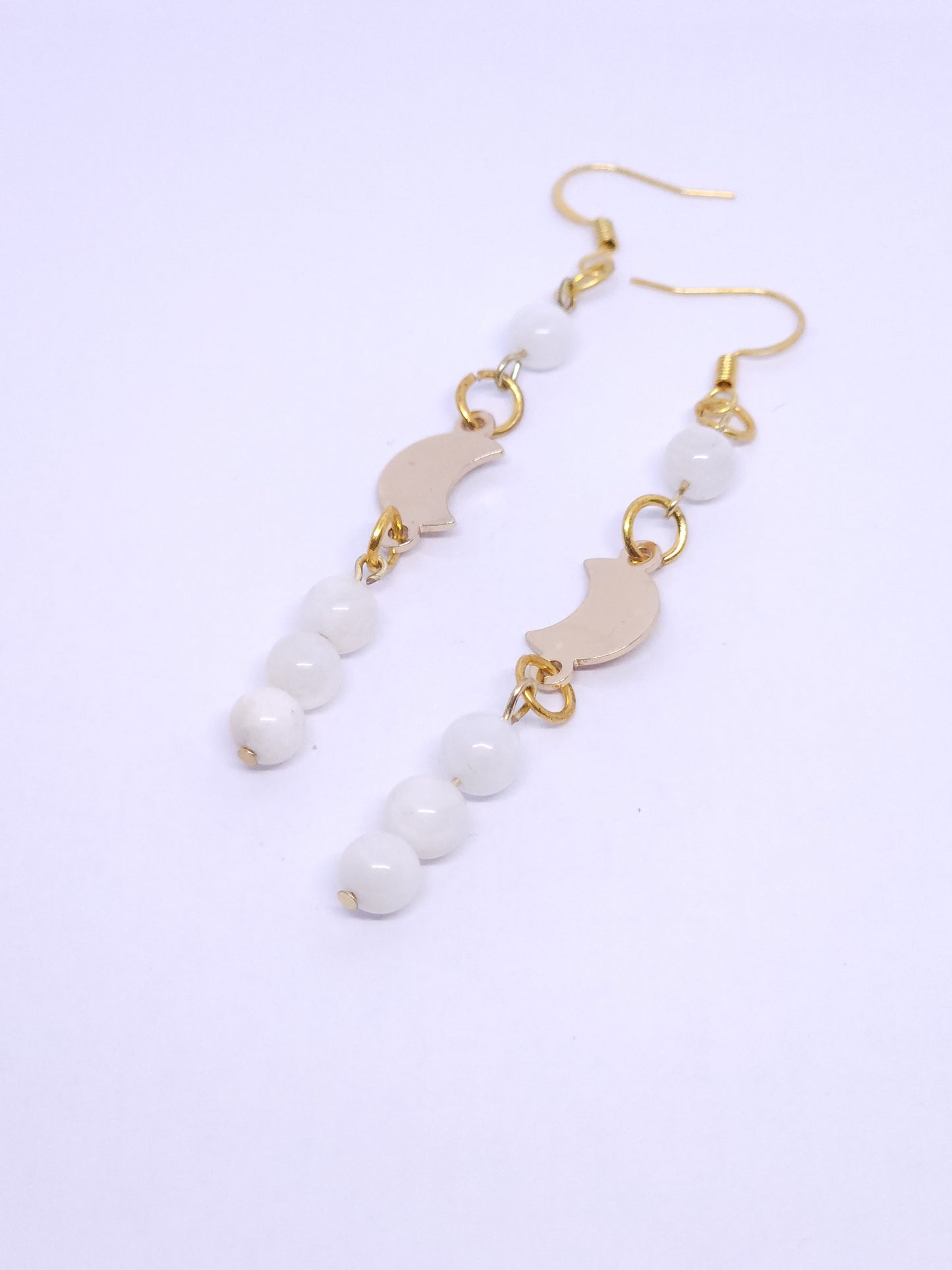 Moonstone Bead Dangle Earrings