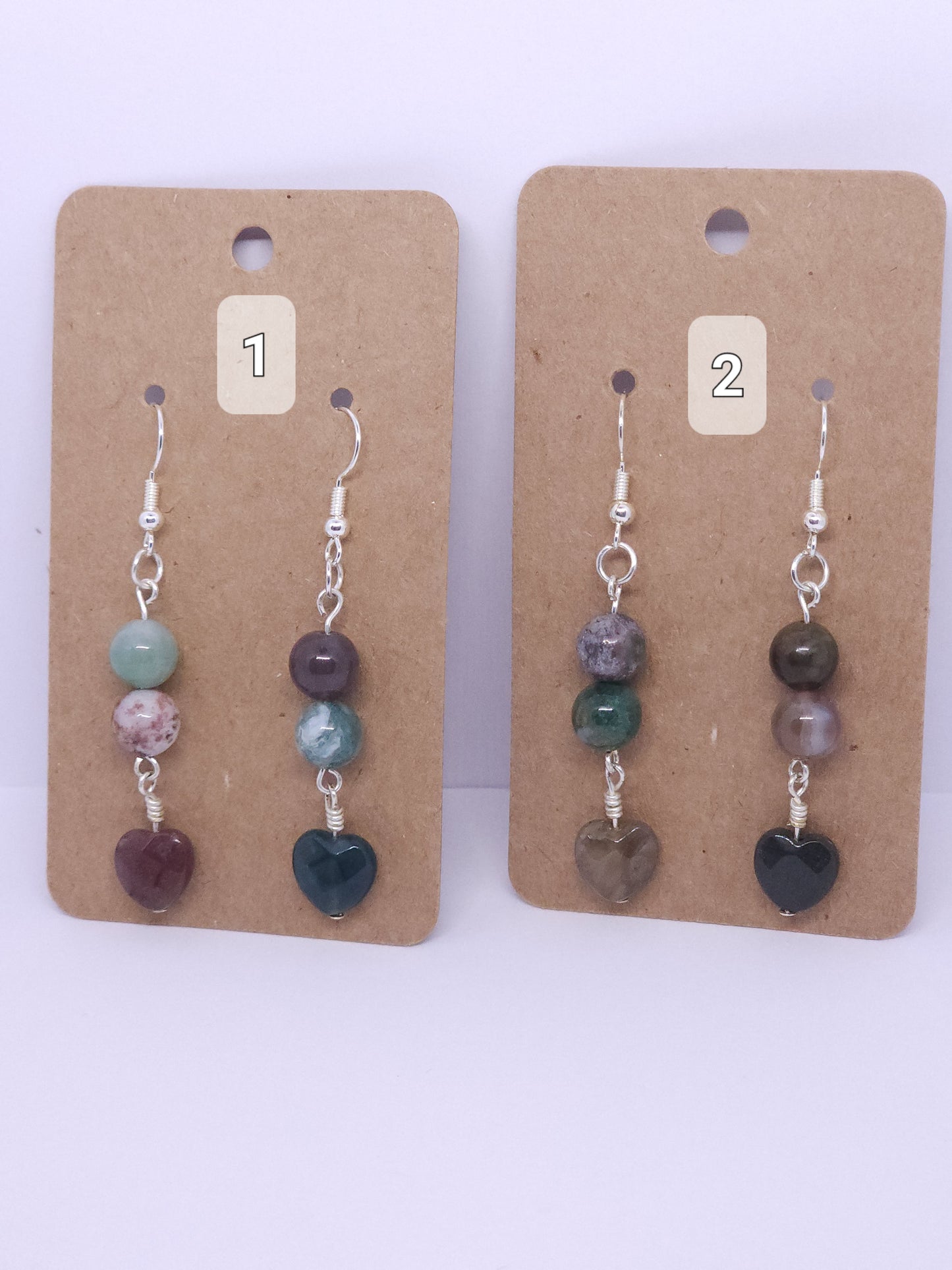 Indian Agate Heart Earrings