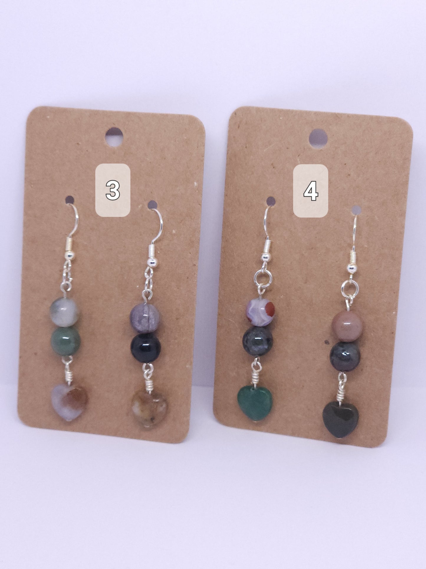 Indian Agate Heart Earrings