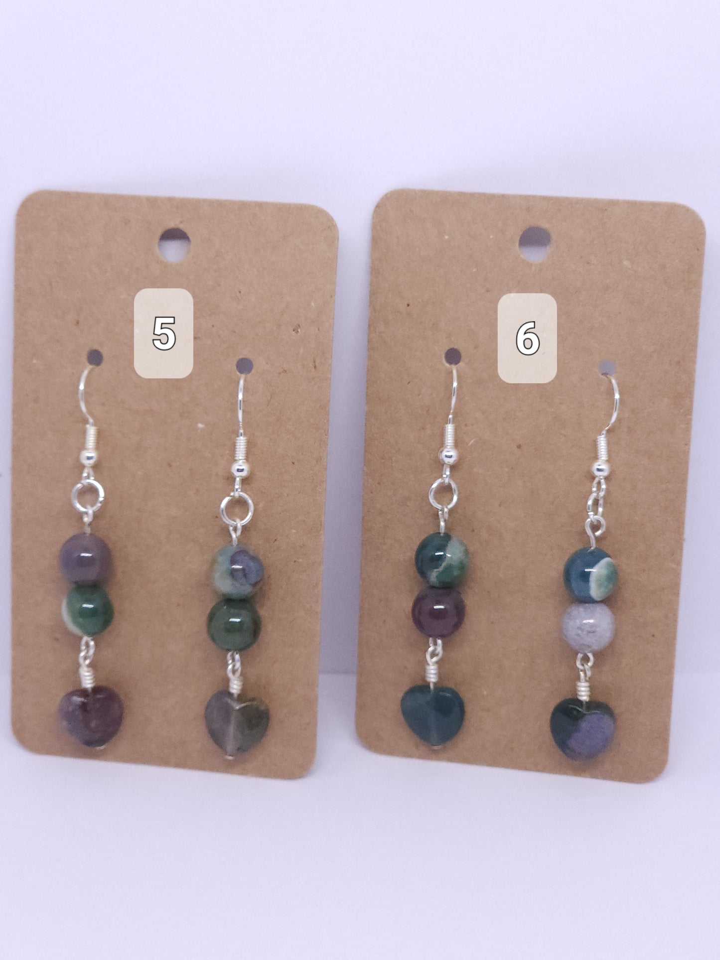 Indian Agate Heart Earrings