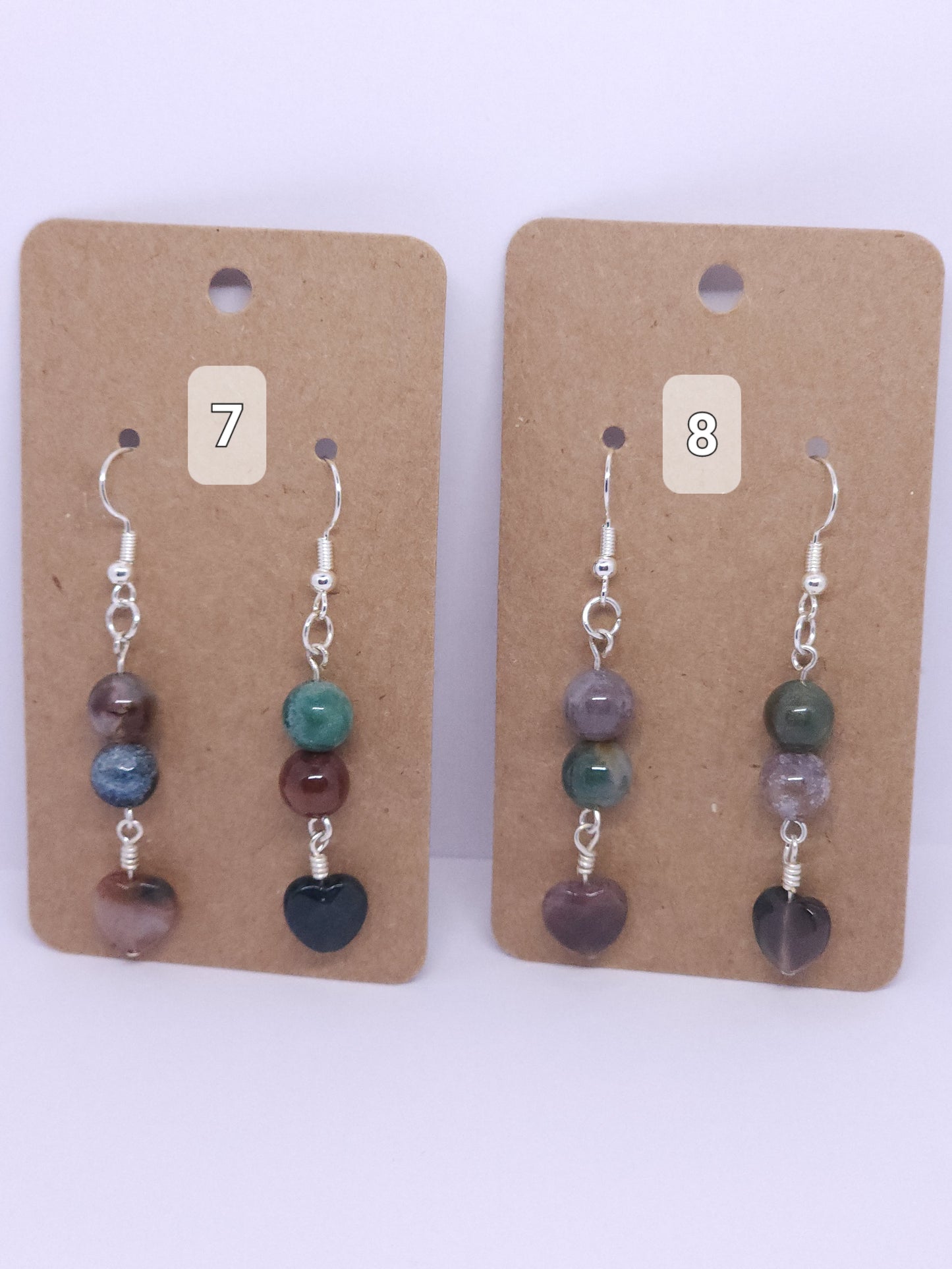 Indian Agate Heart Earrings
