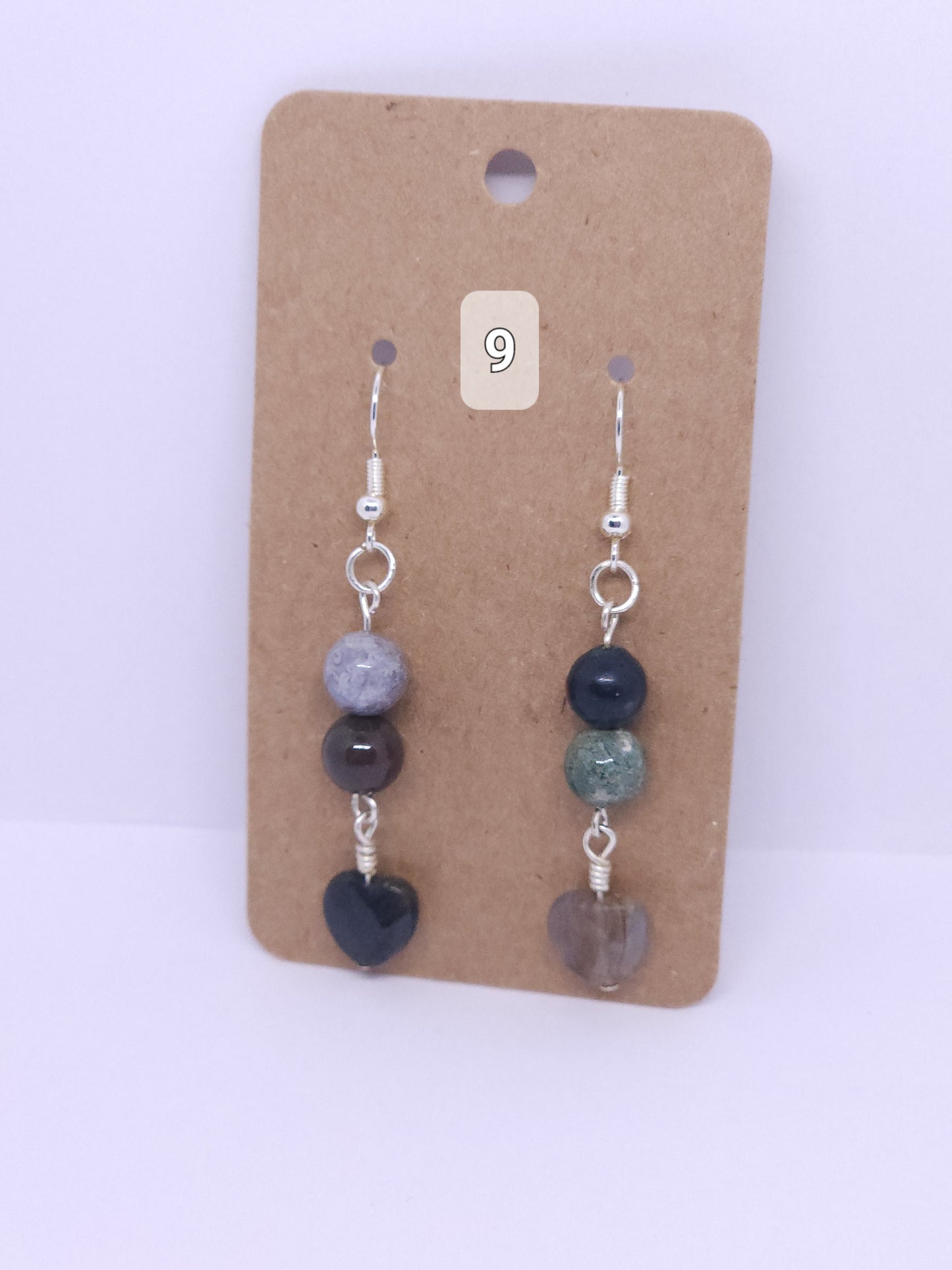 Indian Agate Heart Earrings