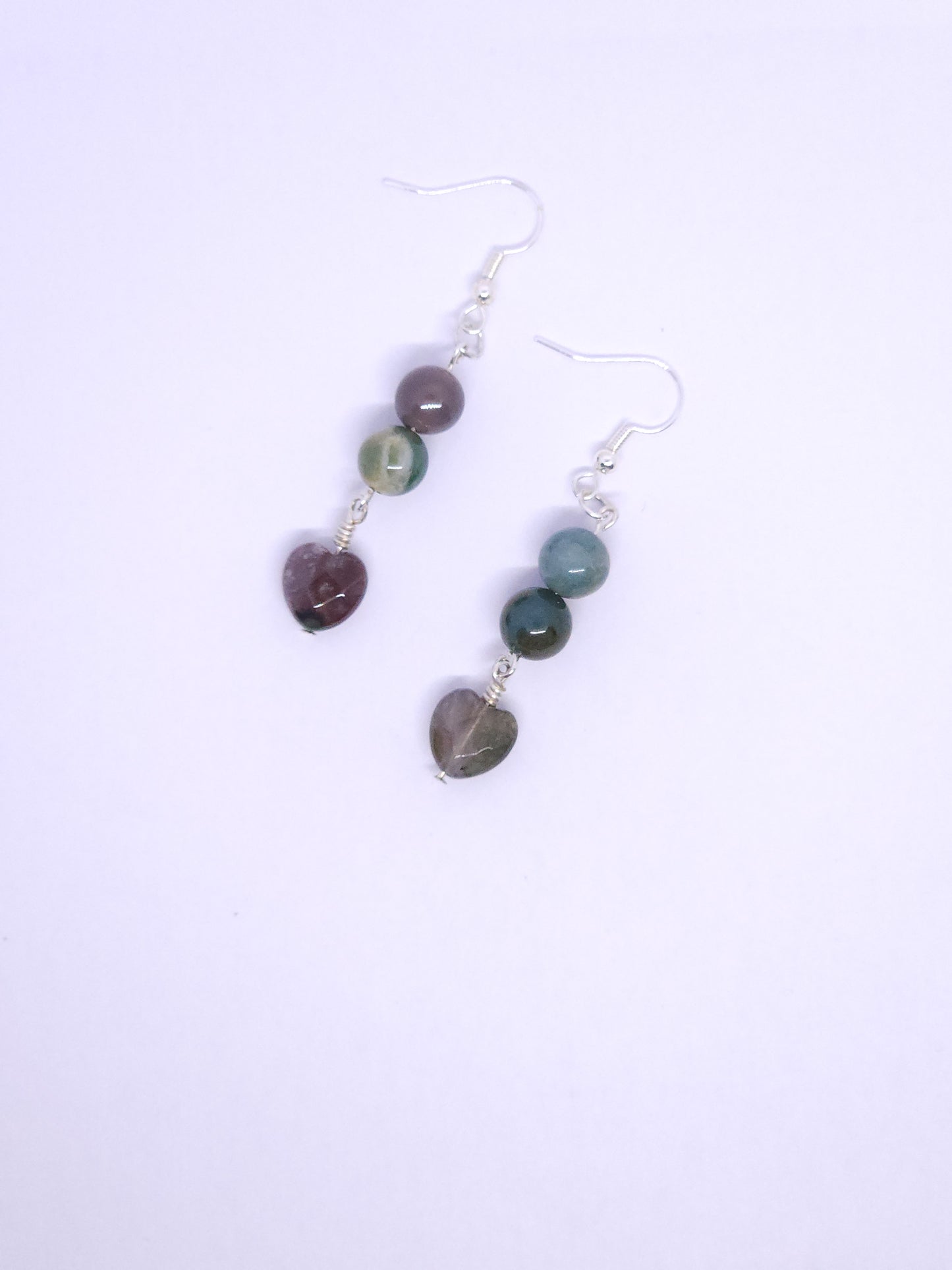 Indian Agate Heart Earrings