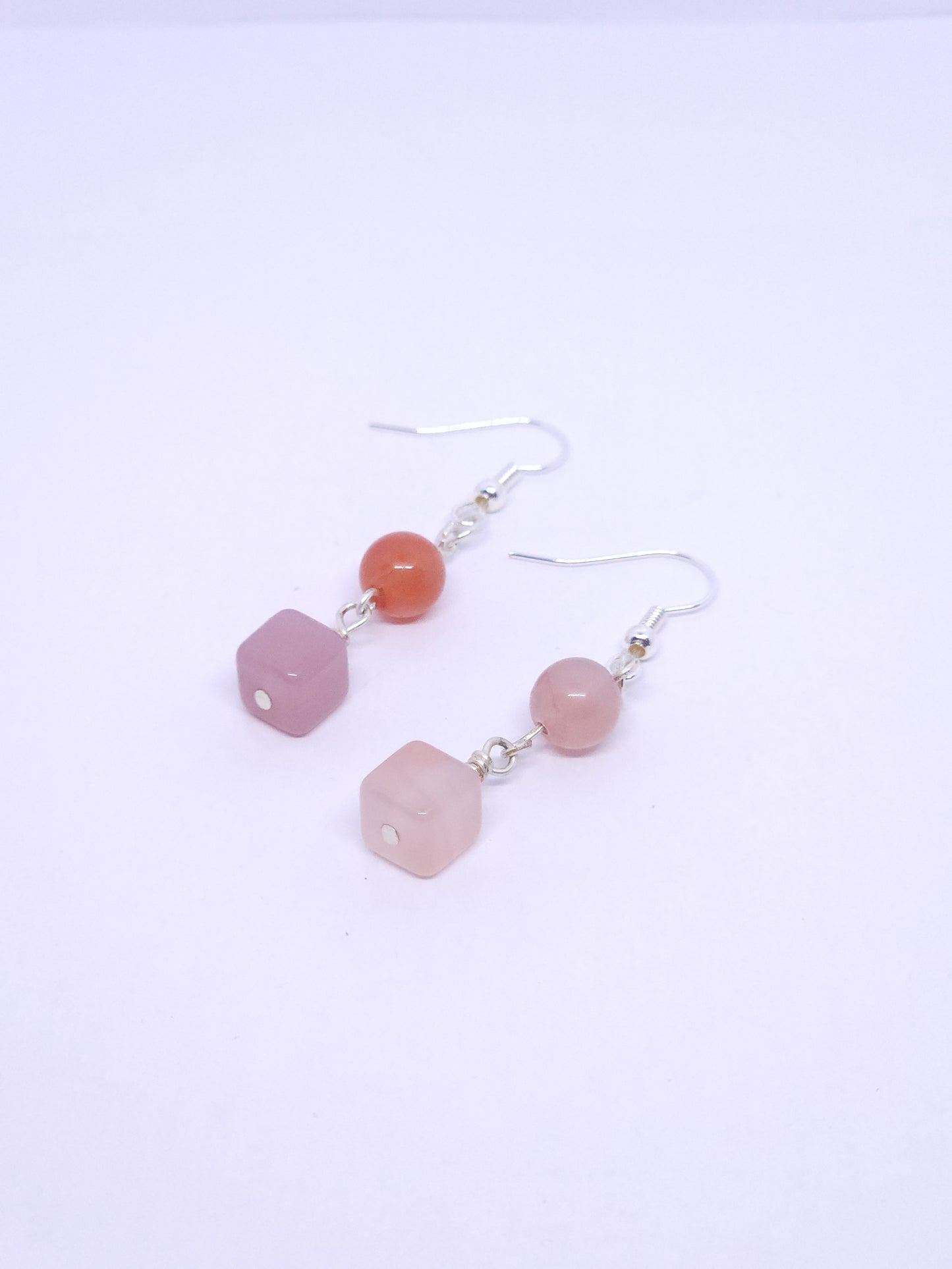 Crimson Agate Cube Earrings