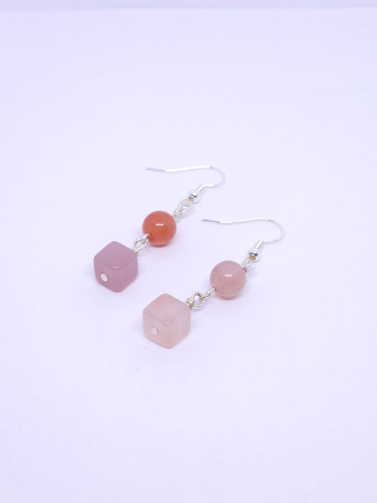 Crimson Agate Cube Earrings