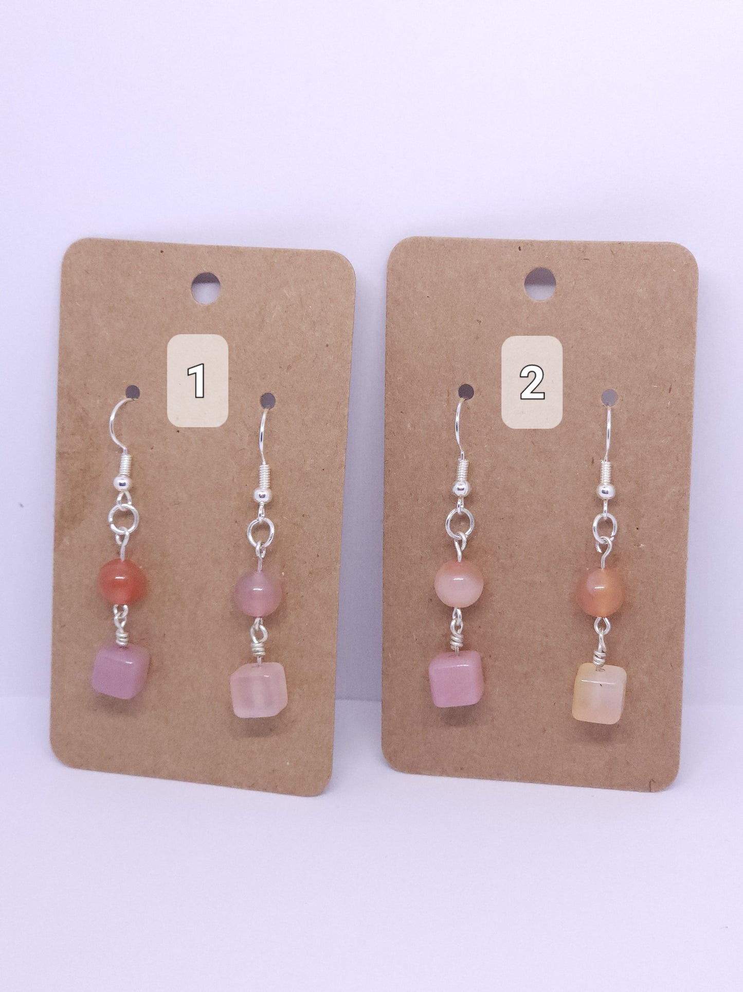 Crimson Agate Cube Earrings