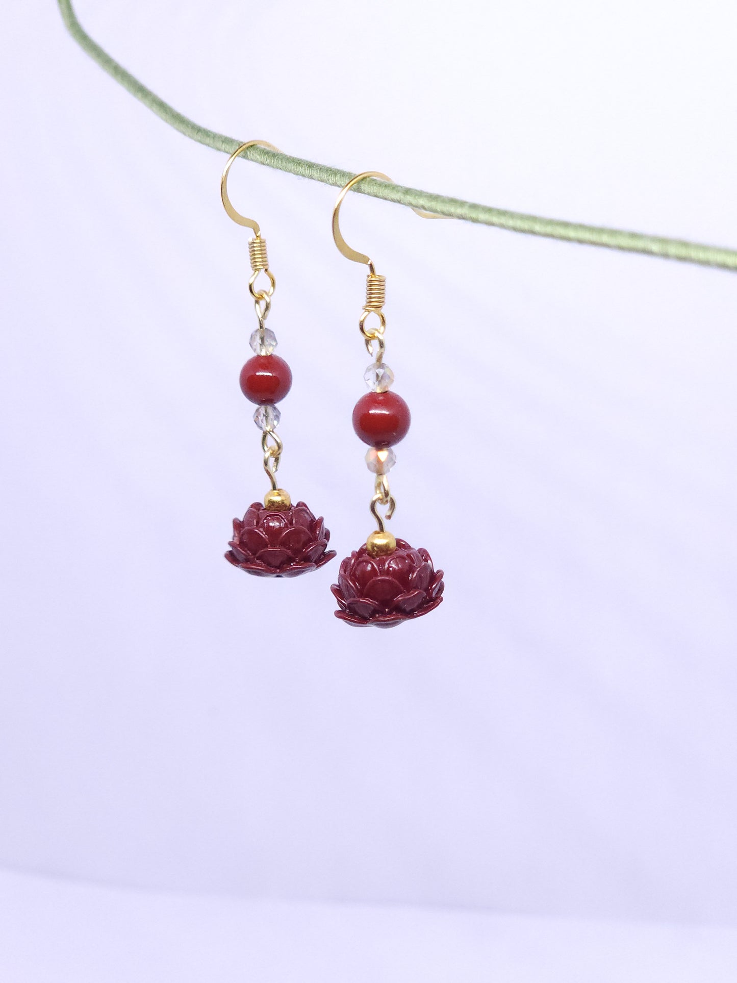 Cinnabar Lotus Earrings