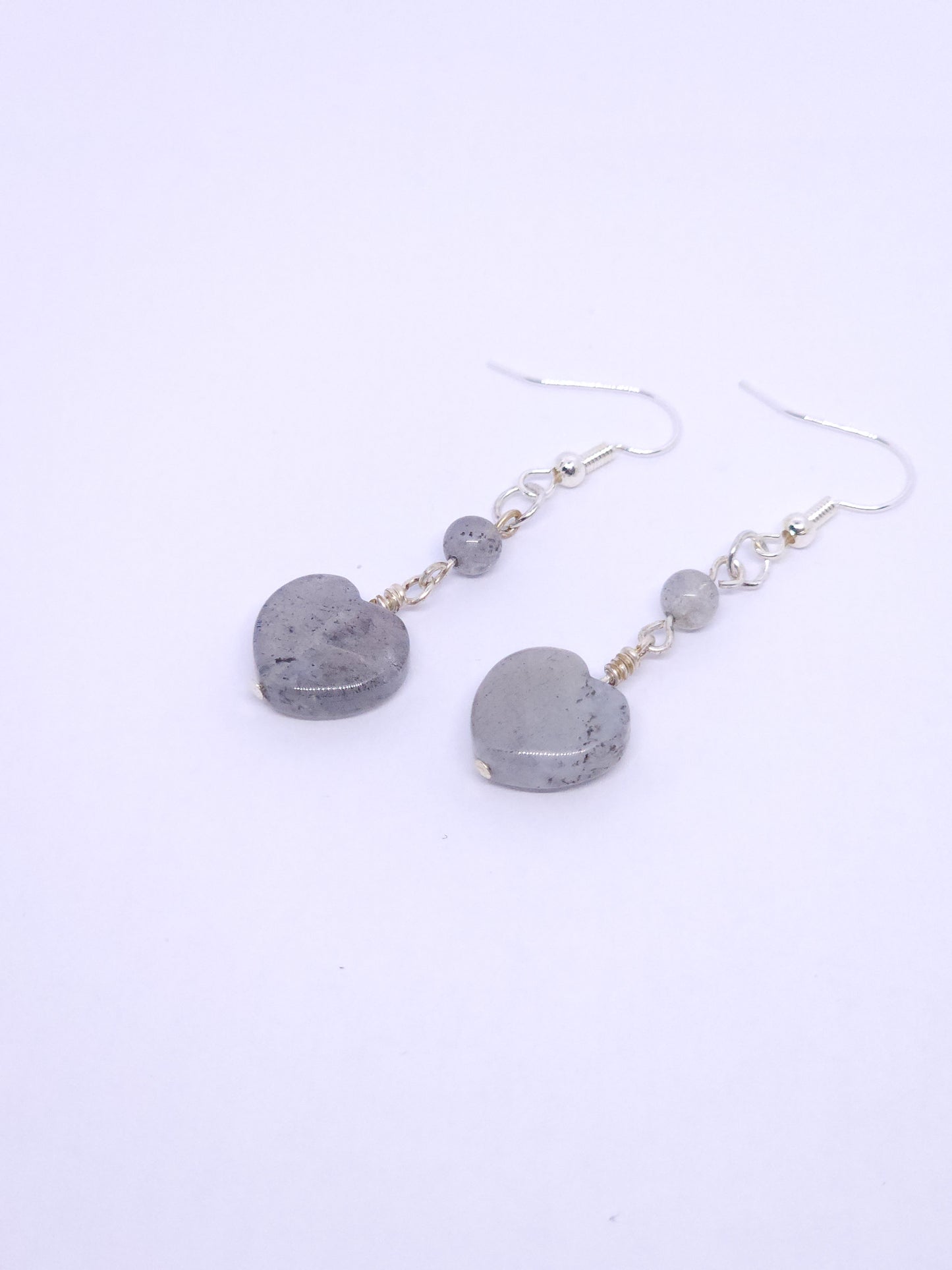 Purple Labradorite Heart Earrings