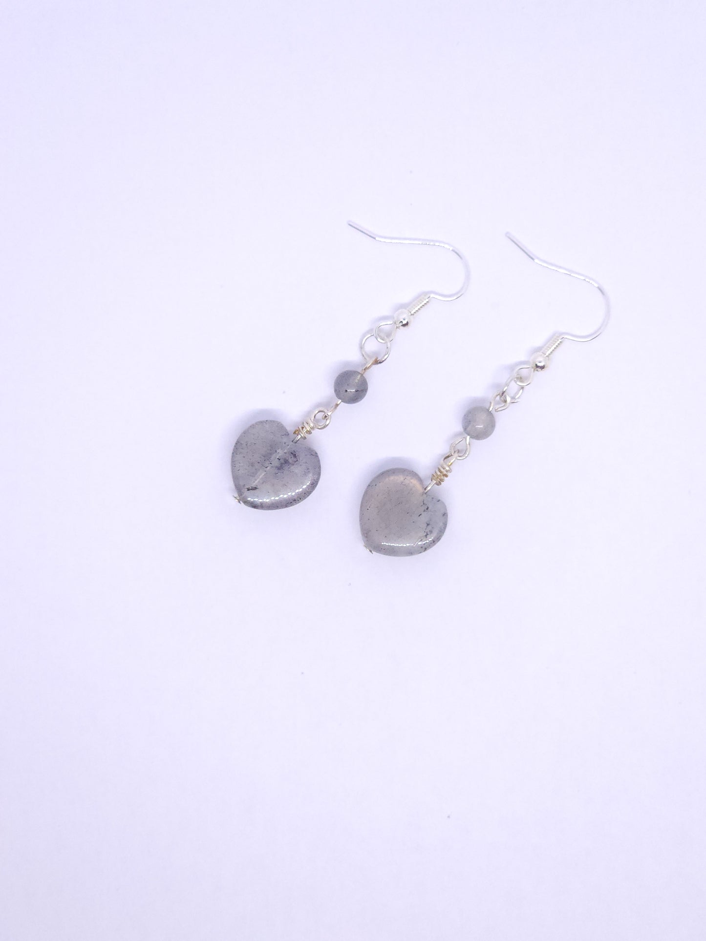 Purple Labradorite Heart Earrings