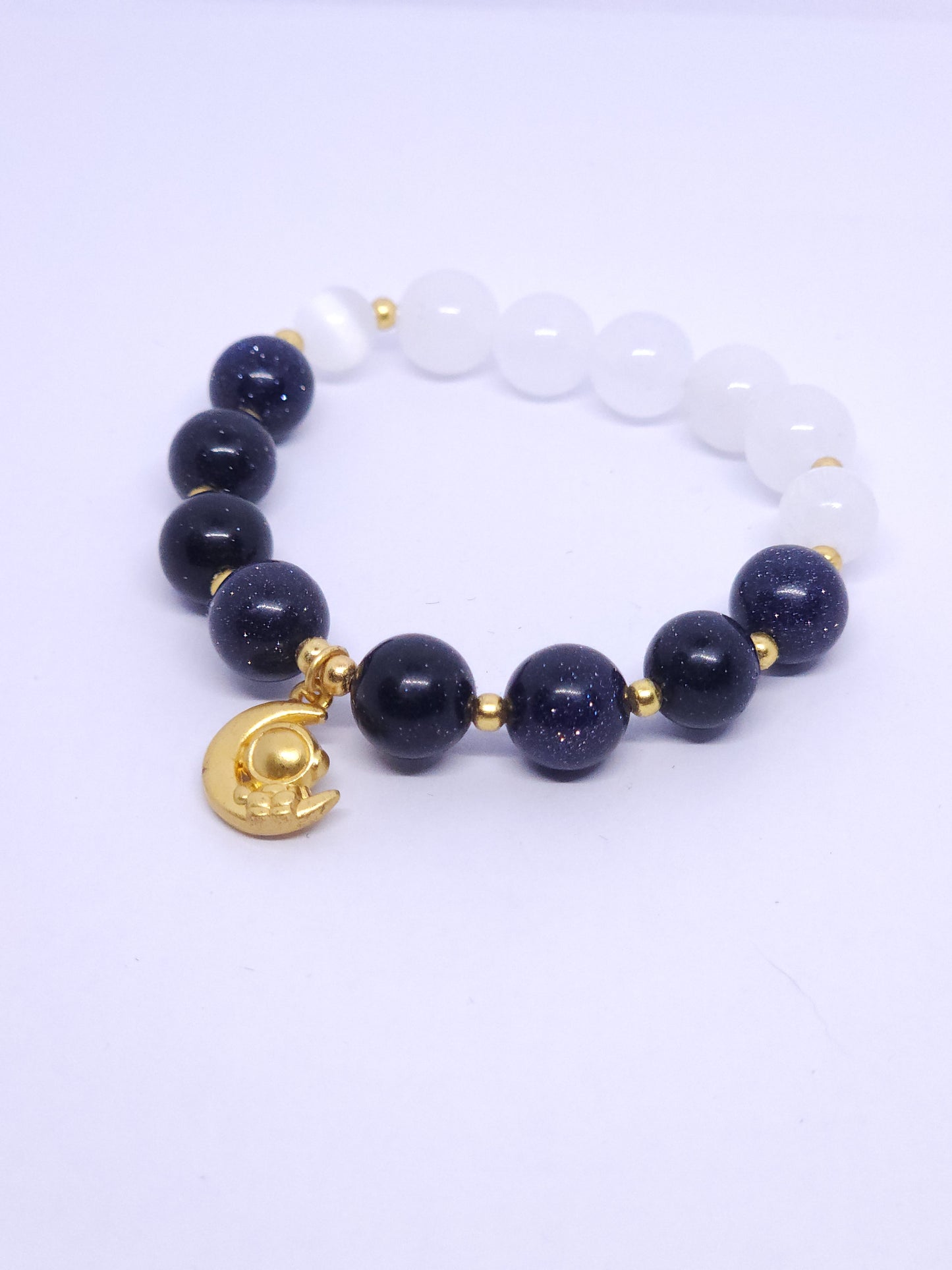 Astronaut - Blue Sandstone, Selenite & White Jade Single Bracelet