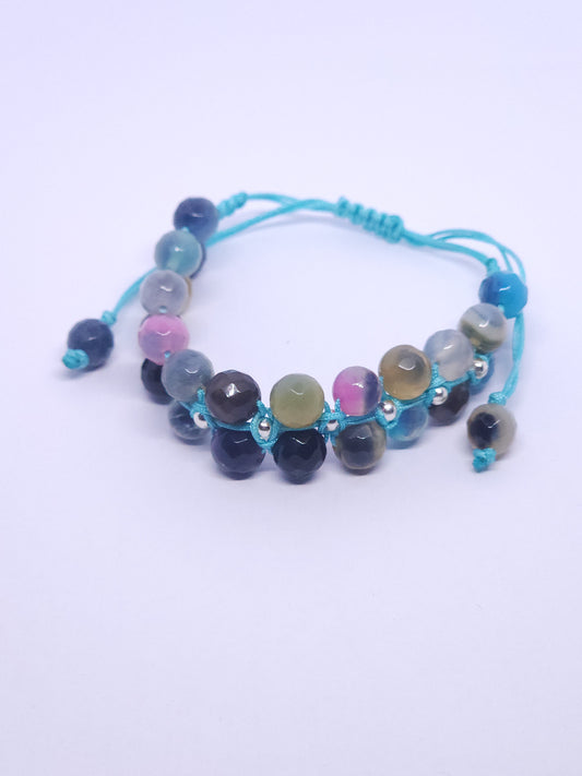 Sugar Heart Agate Double Macrame Bracelet