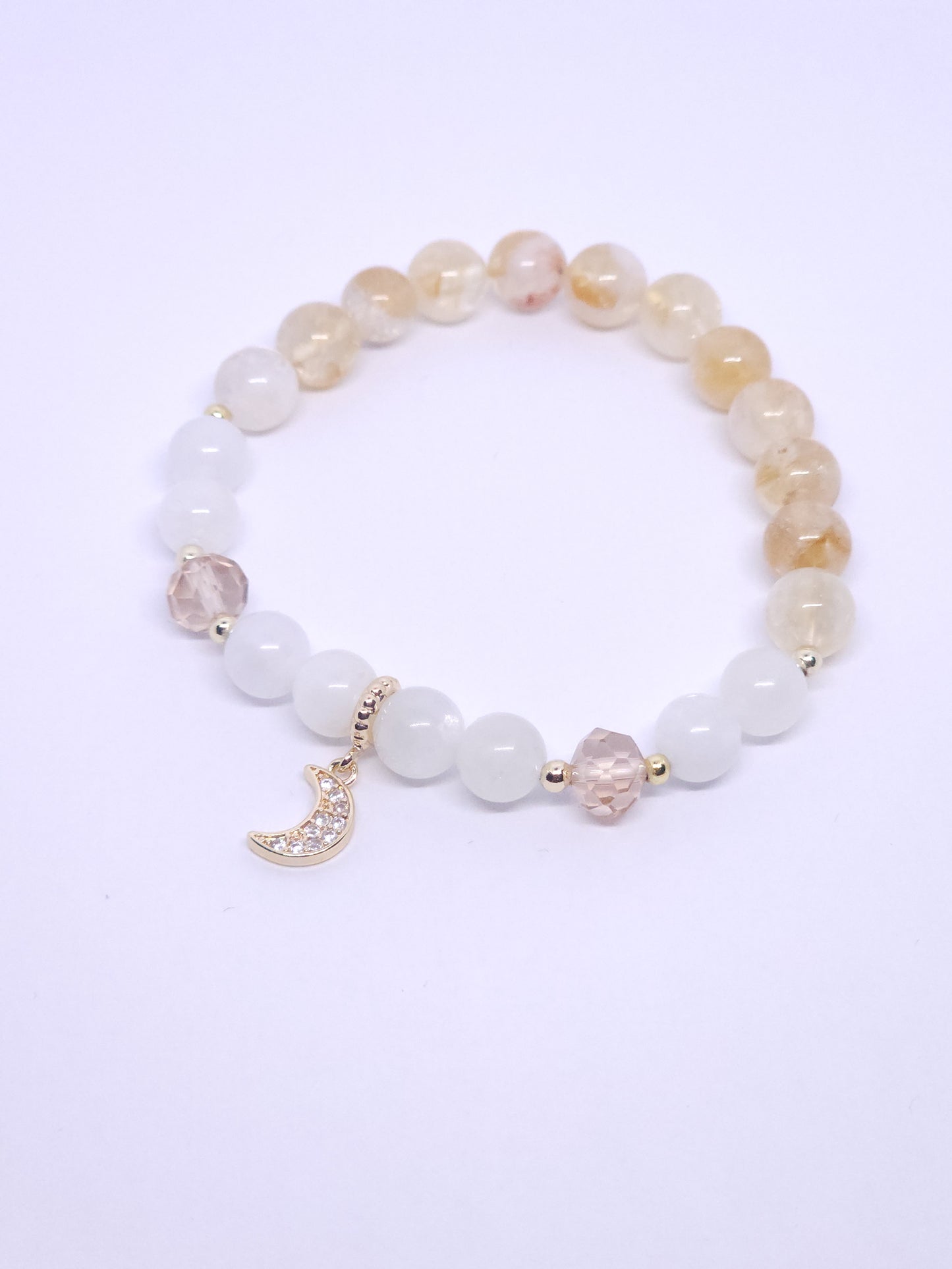 Moon - Moonstone & Milky Citrine Single Bracelet