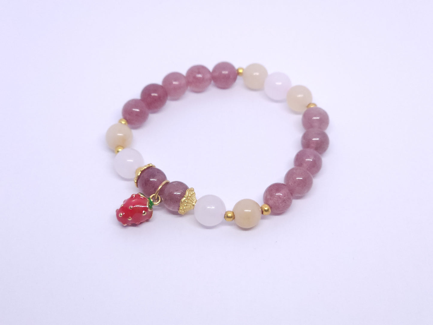 Strawberry - Strawberry Quartz & Jade Single Bracelet