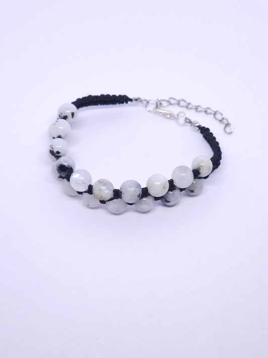Rainbow Moonstone Double Bracelet w/ Chain