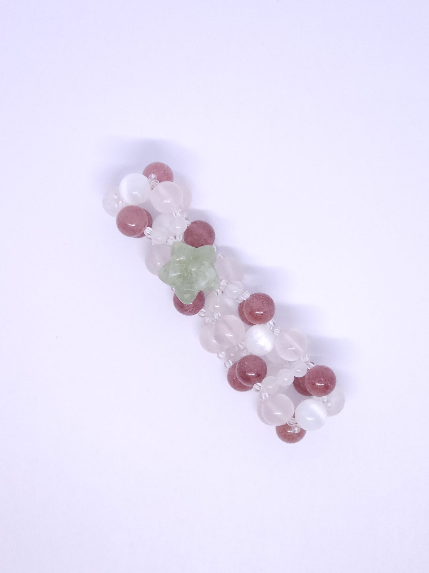 Star Triple Bracelet - Rose Quartz, Strawberry Quartz, Selenite & White Jade