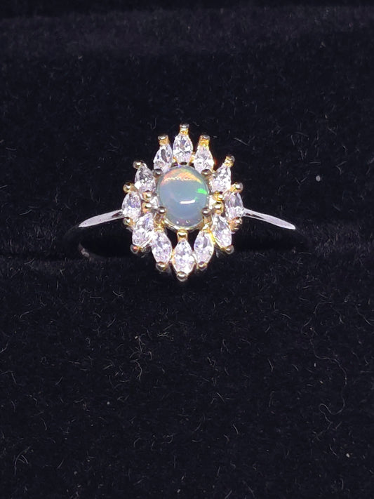 S925 - Opal Flower Halo Ring