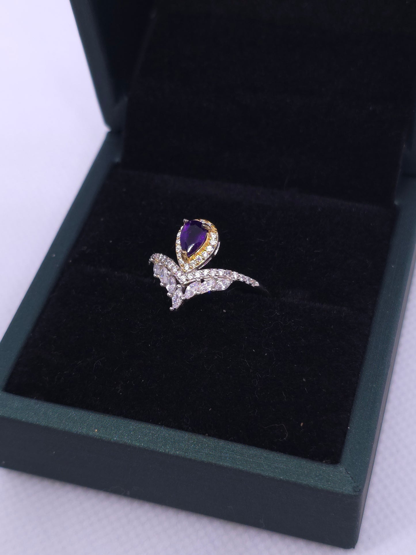 S925 - Amethyst Teardrop Ring