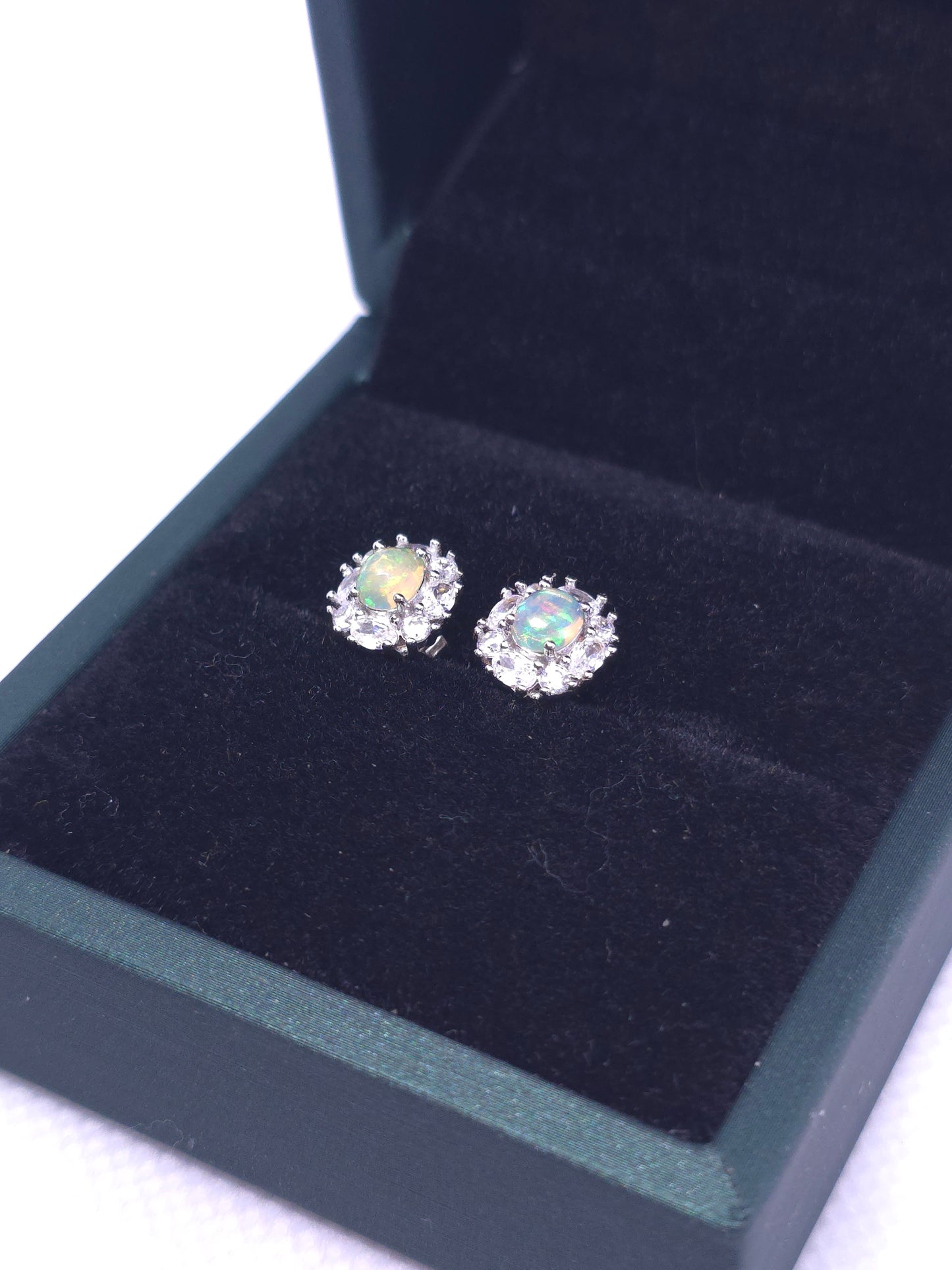 S925 - Opal Halo Earrings