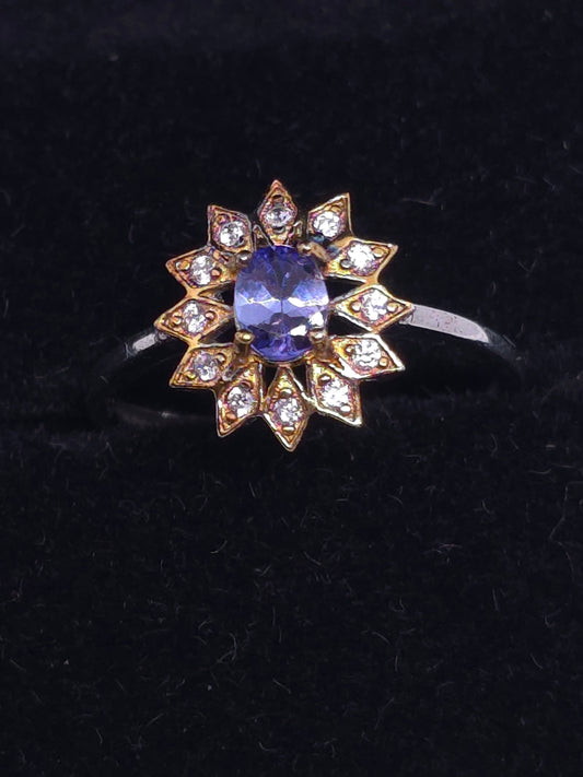 S925 - Tanzanite Flower Halo Ring