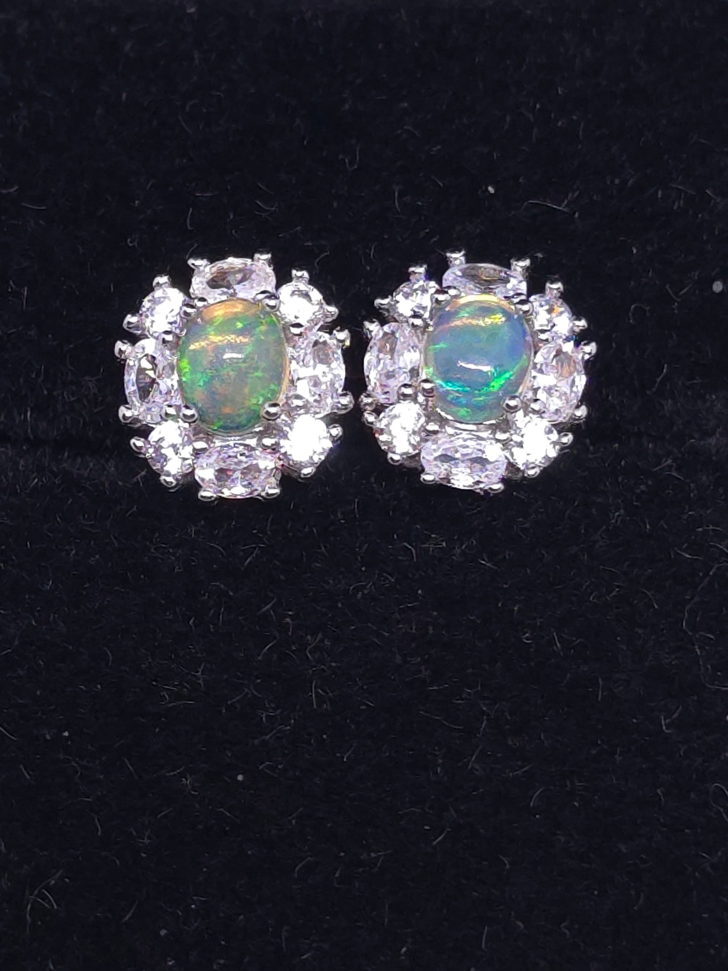 S925 - Opal Halo Earrings
