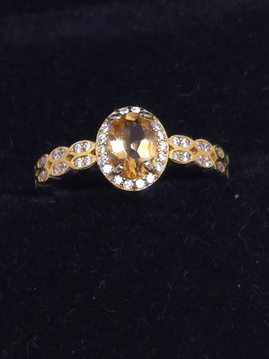 S925 - Citrine Halo Ring