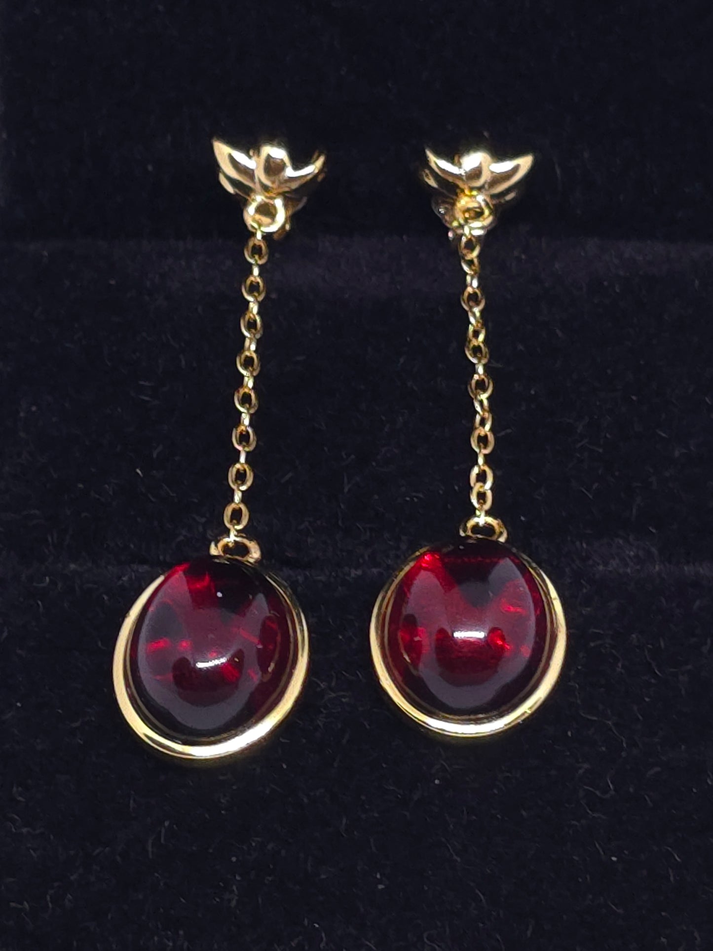 S925 - Blood Amber Dangle Earrings