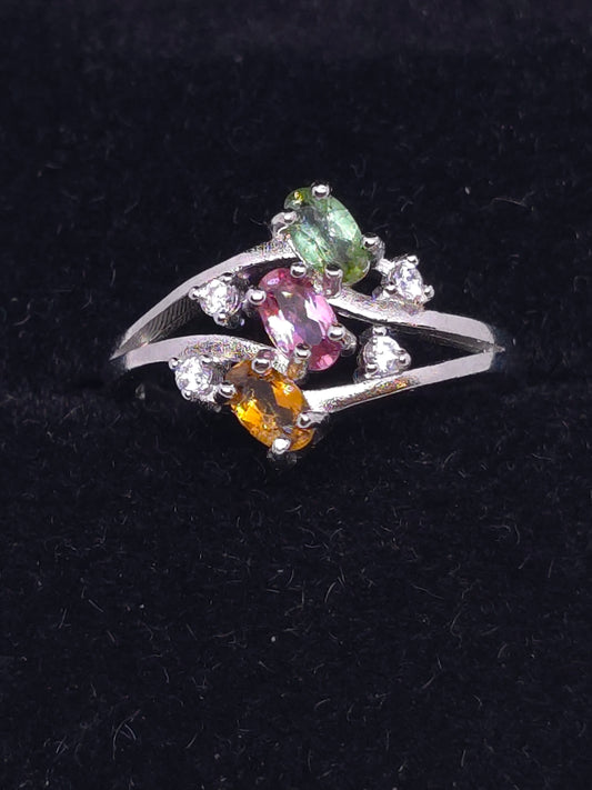 S925 - Tourmaline Cluster Ring